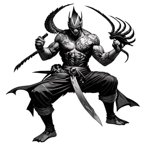tekken 4 yoshimitsu doing the flea stance tattoo design idea
