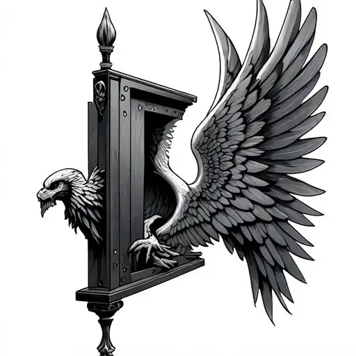 winged guillotine  tattoo design idea
