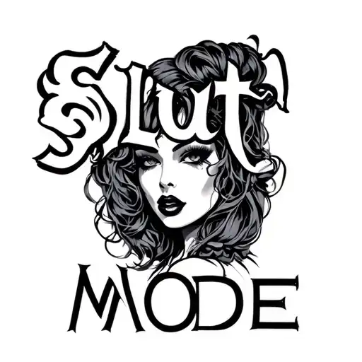 "Slut Mode" on button tattoo design idea