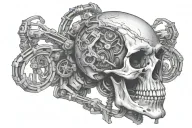 cyborg skeleton tattoo design idea