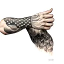 patriotic arm sleeve tattoo design idea