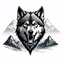 Growling Wolf And Mountains tattoo design idea