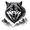 Growling Wolf And Mountains tattoo design idea