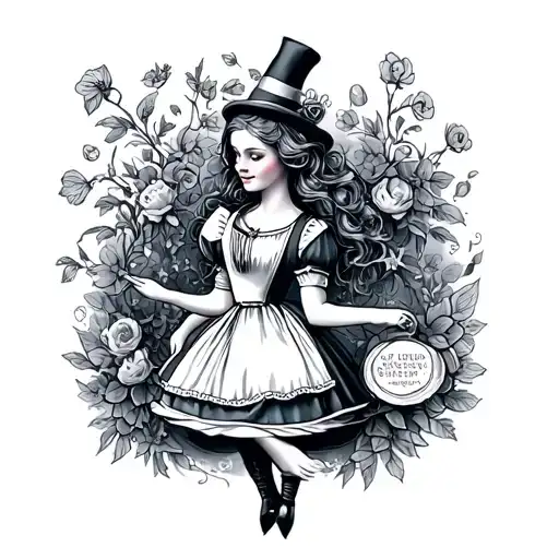 alice and wonderland tramp stamp tattoo whimsical  tattoo design idea