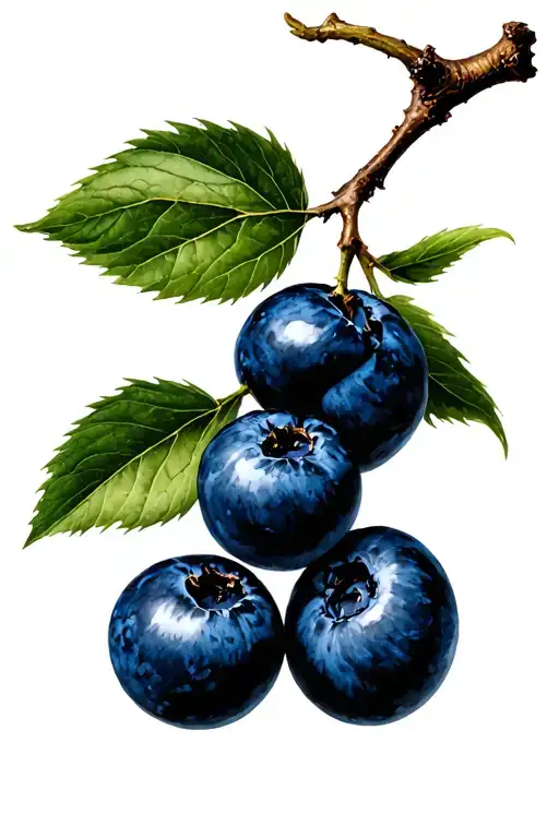 ficus branch wrapped blueberries tattoo design idea