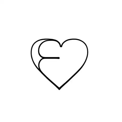 "E" heart with initial e tattoo design idea