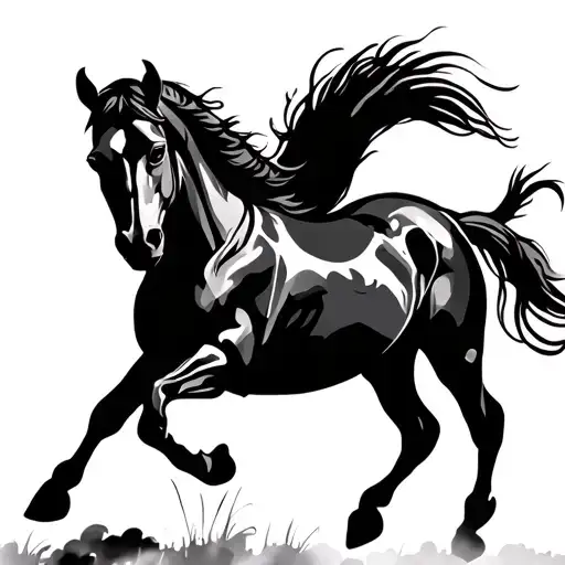 horse running silhouette tattoo design idea