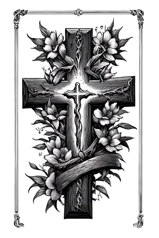 psalms with a cross tattoo design idea