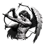 simple but realistic male angel tattoo shooting a bow and arrow for your upper right pec tattoo design idea