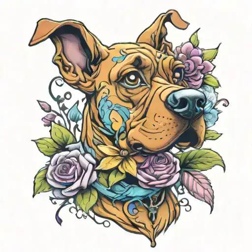 scooby doo flowers tattoo design idea