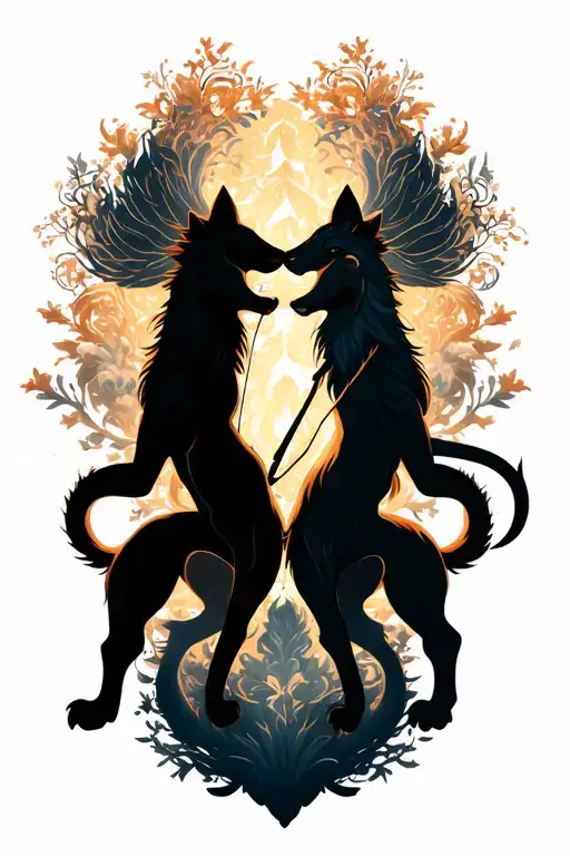 fox, lion, and centaur bending a bow tattoo design idea