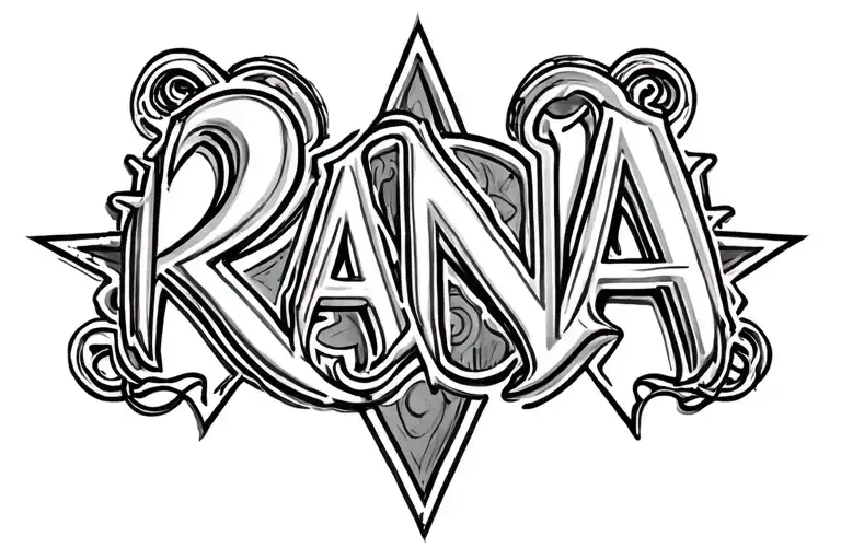 "RANA" star sign tattoo design idea