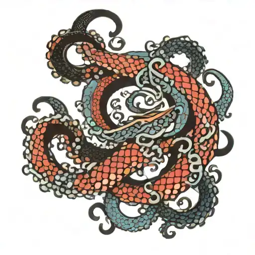 enso kanagawa kraken tentacles tattoo design idea