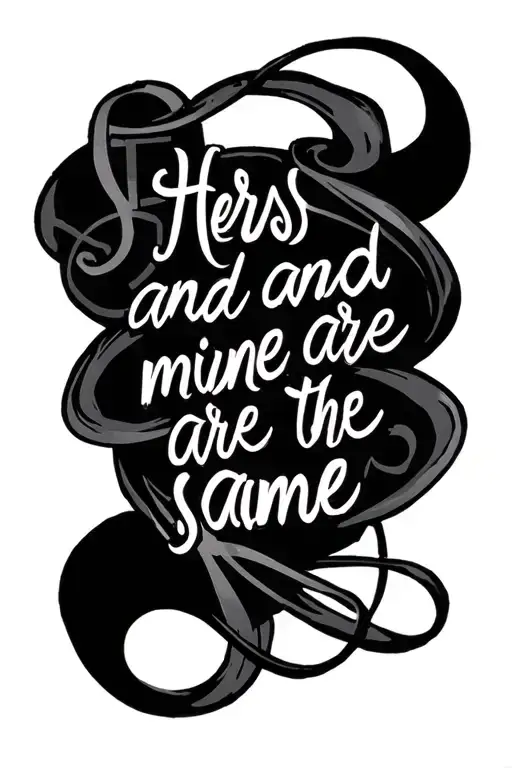 "Hers and mine are the same" music note intertwined tattoo design idea