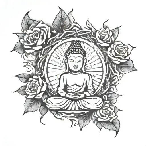 Buddha and name "Kevin Nol" tattoo design idea