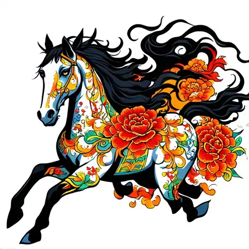 aquarius horse running tattoo design idea