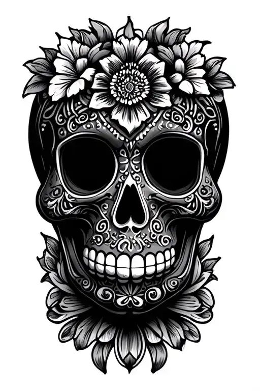 Sugar skull Colombia and UK themes including cultural symbols tattoo design idea
