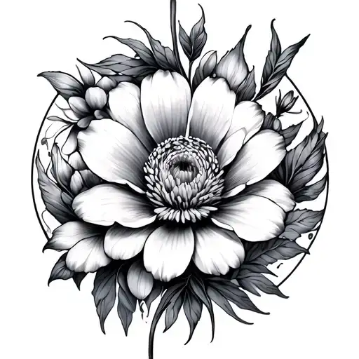 June flowers, circular, Gemini, Aphrodite inspired tattoo design idea