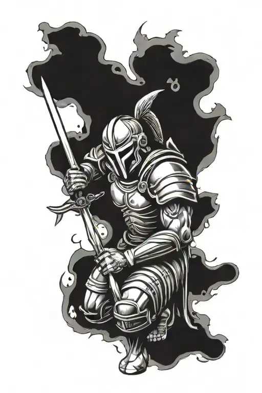 Spartan warrior kneeling spartan tattoo design idea