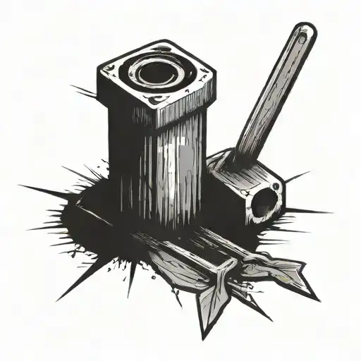 simple railroad spike tattoo design idea