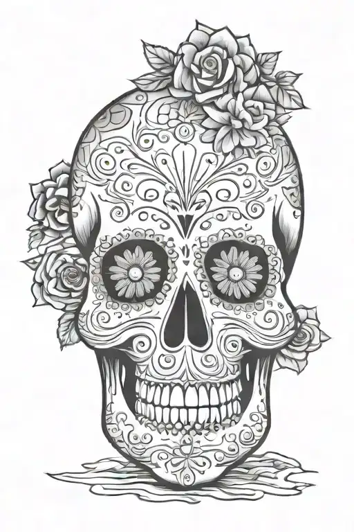 sugar skull surrounded tattoo design idea