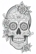 sugar skull surrounded tattoo design idea