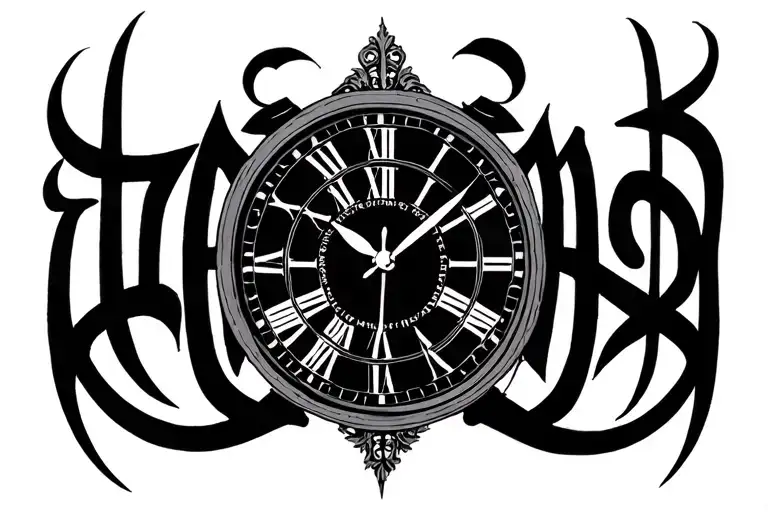 Ambigram With namens Lene and mara Clock  tattoo design idea