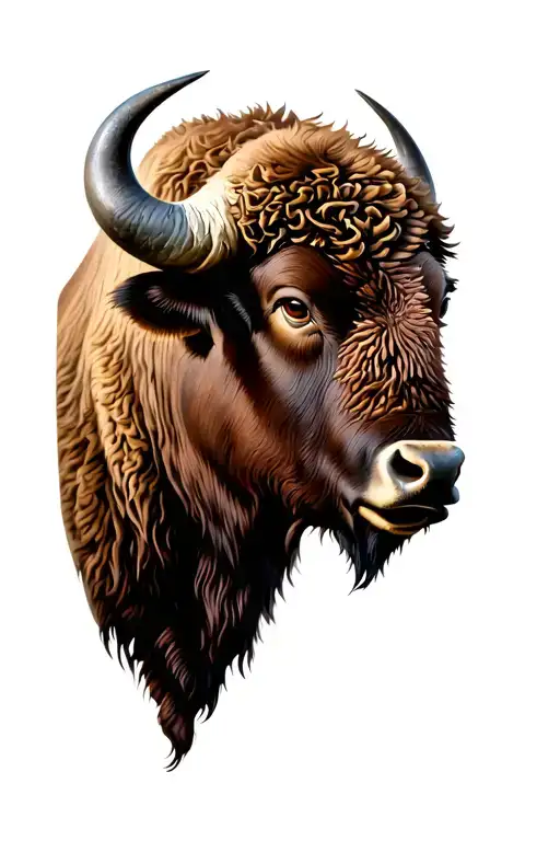 bison head tattoo design idea