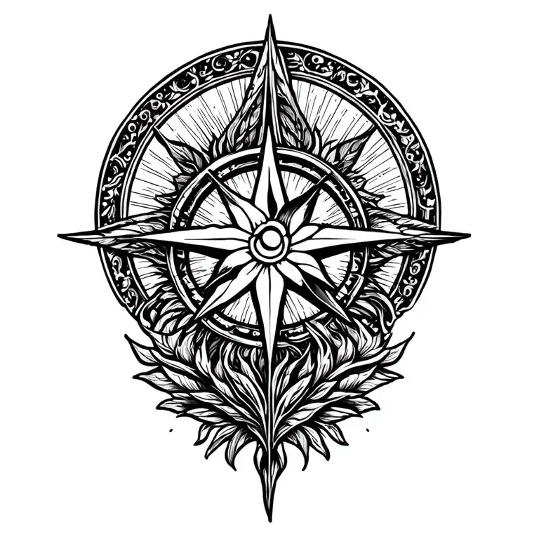 wind rose on a tattoo design idea