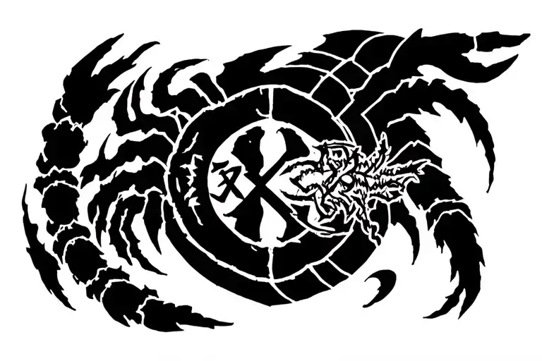 fairytail anime logo, naruto hidden leaf village logo, and hunter x hunter within a scorpio logo tattoo design idea