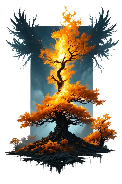 burning bush and light shining on it tattoo design idea