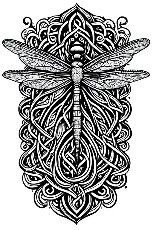 celtic dragonfly side tattoo design idea
