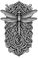 celtic dragonfly side tattoo design idea