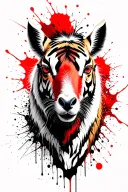 horse shoe baby goat realist tiger eyes looking tattoo design idea