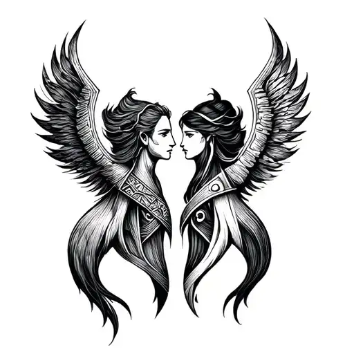 Small Matching "couple Tattoo" norse mythology tattoo design idea