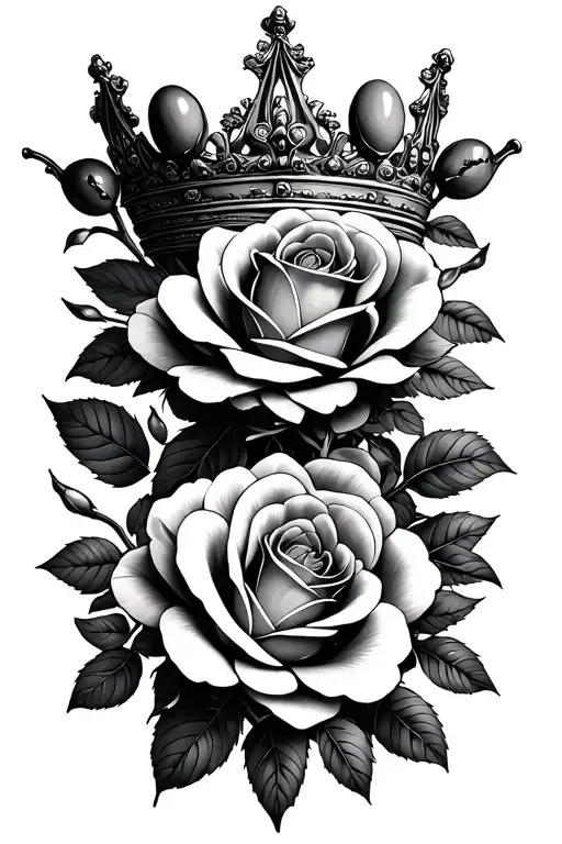 2 olive crown with roses tattoo design idea