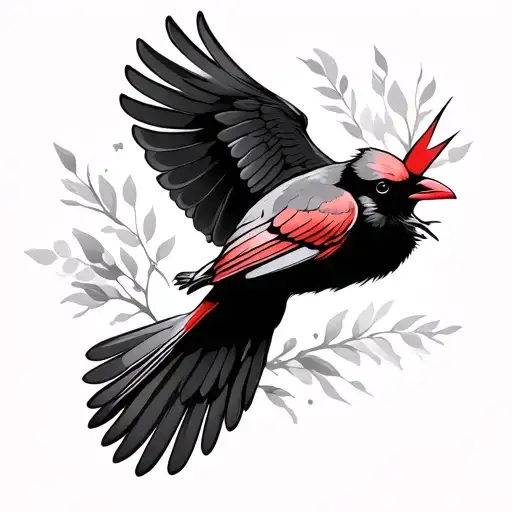 cardinal flying tattoo design idea