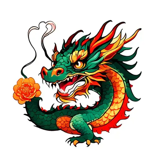 luck dragon tattoo design idea