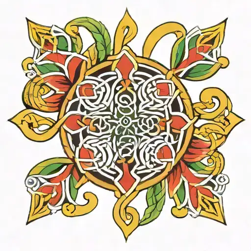 Shoulder tattoo Celtic knot with Finnish colors. Including the names Keira and Aidan tattoo design idea