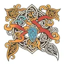 Shoulder tattoo Celtic knot with Finnish colors. Including the names Keira and Aidan tattoo design idea