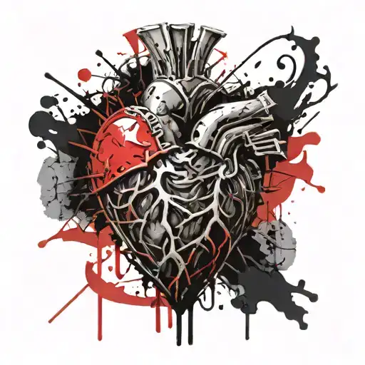 a bloody sacred-heart tattoo design idea
