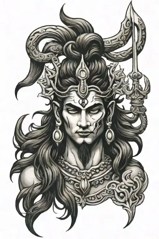 lord shiva trident tattoo design idea