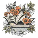 sydney opera house on the center surrounded by aboriginal flowers tattoo design idea