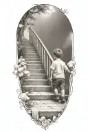 stairs to heaven with little boy tattoo design idea