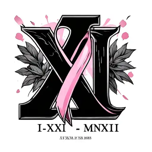"XI-XXI-MMXII" breast cancer awareness ribbon tattoo design idea