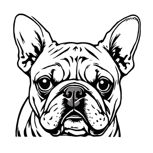 frenchie bulldog white pagan tattoo design idea