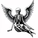 angel fossil skeleton tattoo design idea