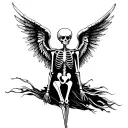 angel fossil skeleton tattoo design idea