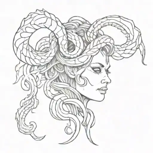 maleficents horns with snakes wrapped around it tattoo design idea