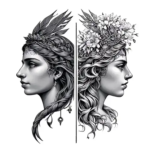 gemini and libra zodiac sign tattoo design idea